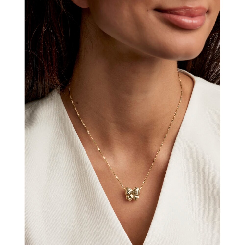 NWOT Kendra Scott Haley Bow Ivory Mother Of Pearl Gold Necklace - Picture 4 of 16